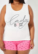 Cozy Couture Boss Shorts Set, White image number 2