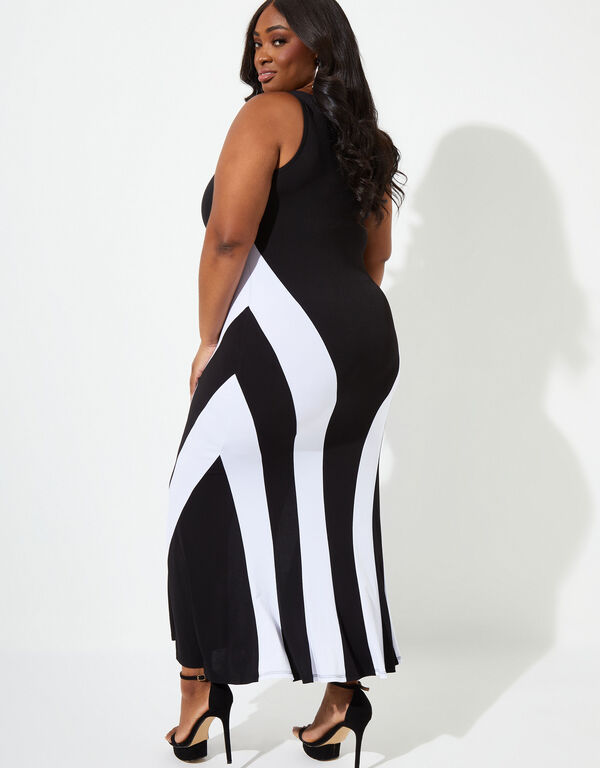 Tall Two Tone Maxi Dress, Black White image number 1