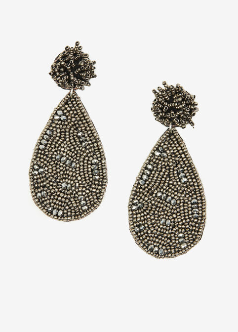 Silver Tone Beaded Earrings, Silver image number 0