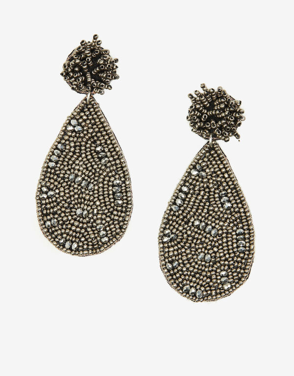 Silver Tone Beaded Earrings, Silver image number 0