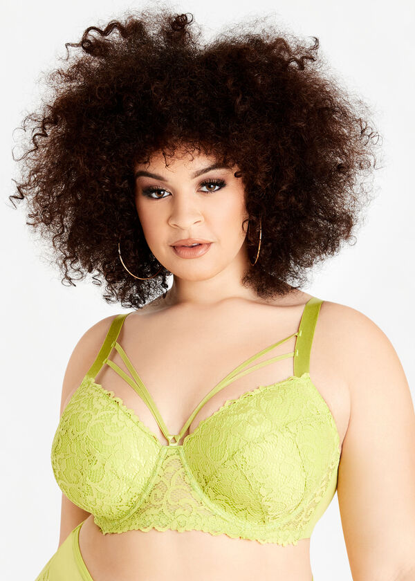 Lace Demi Caged Underwire Bra, Green Oasis image number 0