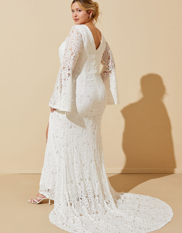 Corded Lace Front Split Gown, Egret image number 1