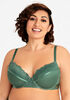 Mesh and Lace Microfiber Bra, Olive image number 0