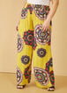 Printed Textured Wide Leg Pants, Cyber Yellow image number 2