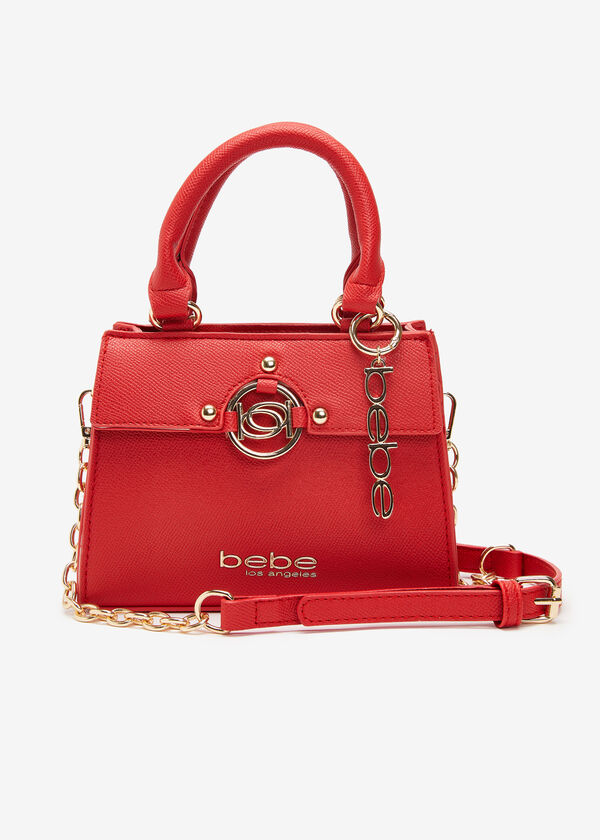 Trendy Designer Bebe Kira Chic Faux Leather Logo Satchel Bag image number 0