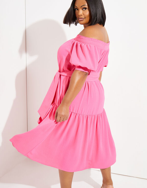 Off The Shoulder Midi Dress, Fandango Pink image number 1