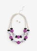 Beaded 2 Row Short Necklace, Purple Magic image number 0
