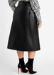 Faux Leather Front Snap Skirt, Black image number 1