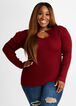 Plus Size Rhinestone Stud Neck Cutout Sexy Puff Sleeve Fitted Sweater image number 0