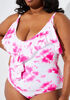 Nicole Miller Ruffled Swimsuit, Bright Pink image number 2