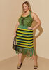 Fringed Striped Midi Dress, Medium Green image number 0