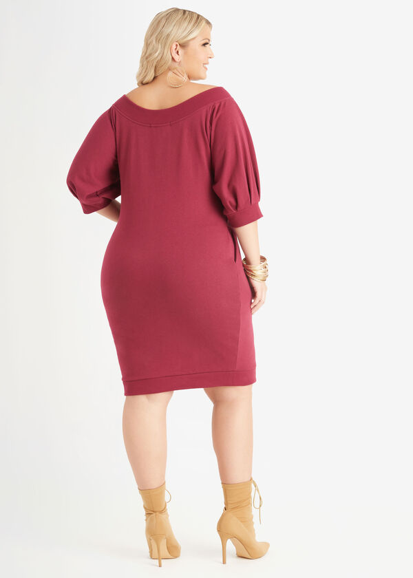Off The Shoulder Lace Up Dress, Rhododendron image number 1