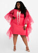 Organza Drama Sleeve Bodycon Dress, Bright Pink image number 0