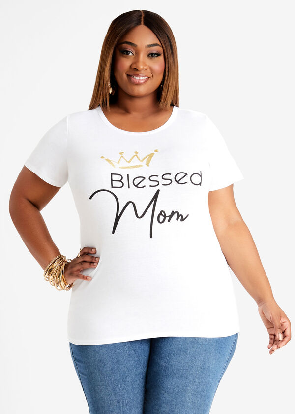 Blessed Mom Graphic Tee, White image number 0