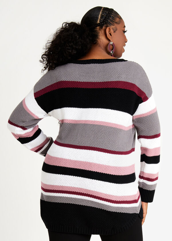 Colorblock Stripe Tunic Sweater, Multi image number 1
