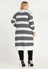 Stripe Seed Stitch Duster Cardigan, White Black image number 1