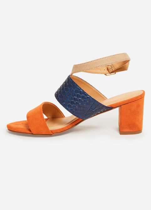 Colorblock Wide Width Sandals, Orange image number 1
