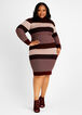 Plus Size Colorblock Ribbed Knit Turtleneck Midi Sweater Dress image number 0