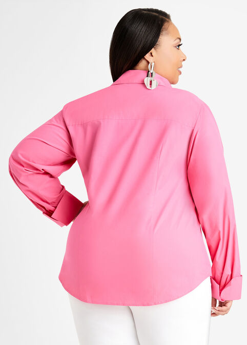 Cotton Split Collar Button Up, Fandango Pink image number 1