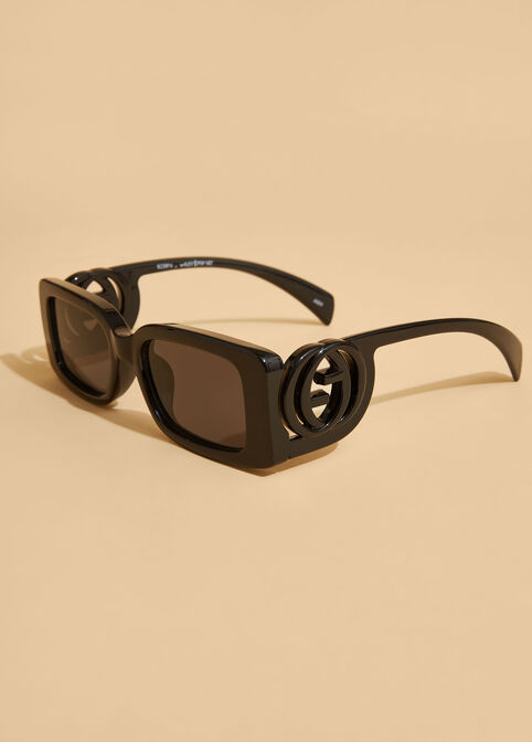 Swirl Detail Rectangle Sunglasses, Black image number 2