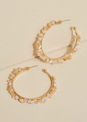 Stone Hoop Earrings, Gold image number 0