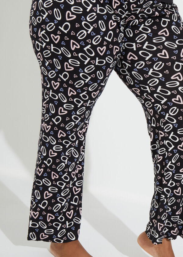 Bebe Printed Pajama Set, Black image number 2
