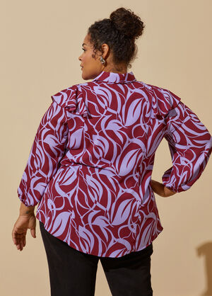 Ruffled Floral Blouse, Rhododendron image number 1