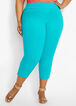 Plus Size Three Button Cuff Stretch Pull On Capris image number 0