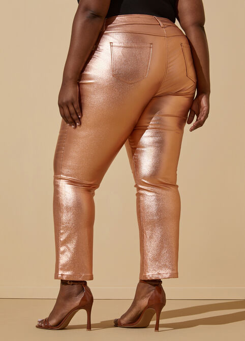 Coated Mid Rise Slim Leg Jeans, Copper image number 1