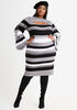 Stripe Lace Up Sweater Dress, Black Combo image number 0