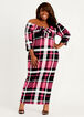 Trendy Plus Size Plaid Off The Shoulder Ruched Bodycon Midi Dress image number 0