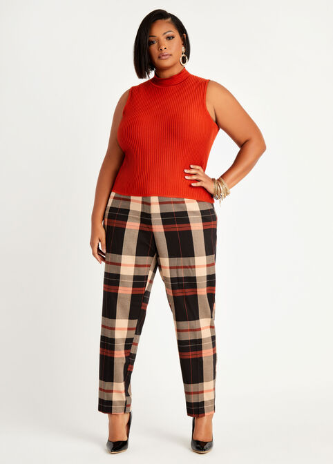Plaid High Waist Ankle Pant, Rooibos image number 2
