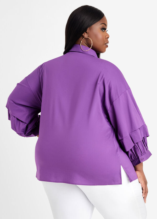 Cotton Pintuck Sleeve Button Up, Purple Magic image number 1