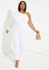 Chain Trimmed Textured Jumpsuit, White image number 0