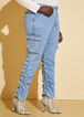 Ruched Drawstring Cargo Joggers, Lt Sky Blue image number 3