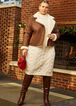 Cable Knit Midi Sweater Dress, Egret image number 3