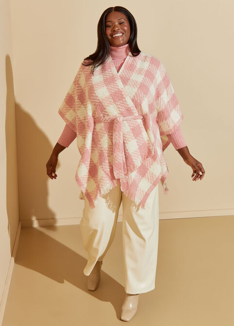 Plaid Brushed Knit Kimono, Multi image number 2