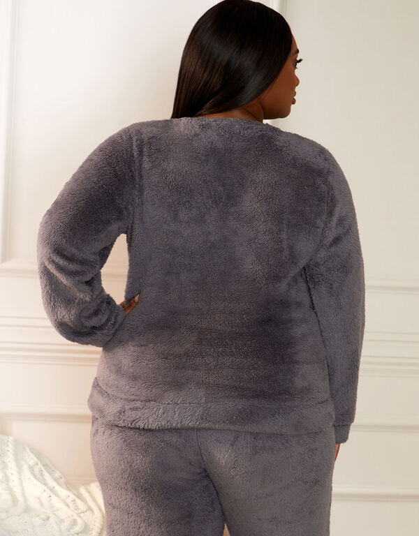 Cozy Lounge Teddy Wrap Top, Grey image number 1