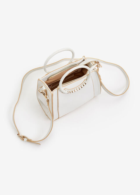 SRB2 Mixed Texture Crossbody Bag, White image number 2