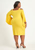 Cold Shoulder Cutout Sheath Dress, Nugget Gold image number 1