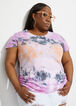 Trendy Plus Size Tie-Dye Stretch Ruched Drawstring Summer T Shirt Tops image number 0