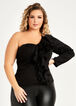 Asymmetric Ruffle One Shoulder Top, Black image number 0