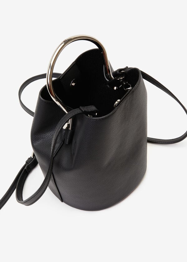Faux Leather Bucket Bag, Black image number 2