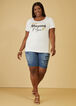 Blessed Mom Glittered Graphic Tee, White image number 3