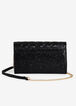 Black Sequin Quilted Chain Clutch, Black image number 1