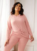 Cozy Lounge Rib Knit Tie Front Top, Rose image number 0