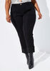 Cuffed Cropped Straight Leg Jeans, Black image number 0