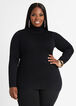 Rib Knit Turtleneck Sweater, Black image number 0