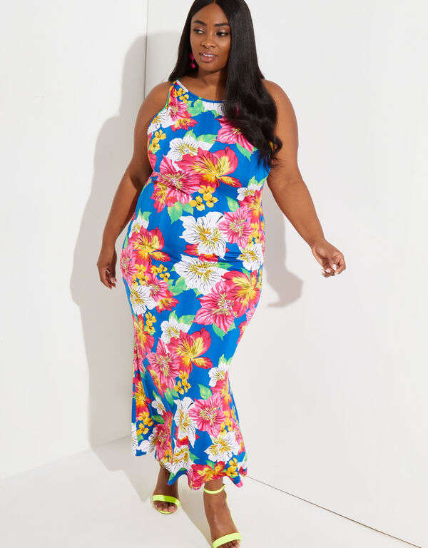 Floral Print Knit Maxi Dress, Multi image number 0