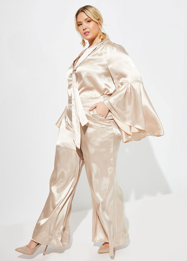 Charmeuse Wide Leg Pants, Champagne image number 0